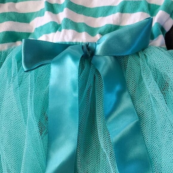 First Birthday Dress IBTom Green Tutu Striped Long Sleeve GIRLS 12 - 18 Months - Picture 7 of 8